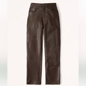 Abercrombie & Fitch Curve Love 90s Straight Ultra High Rise Leather Pants